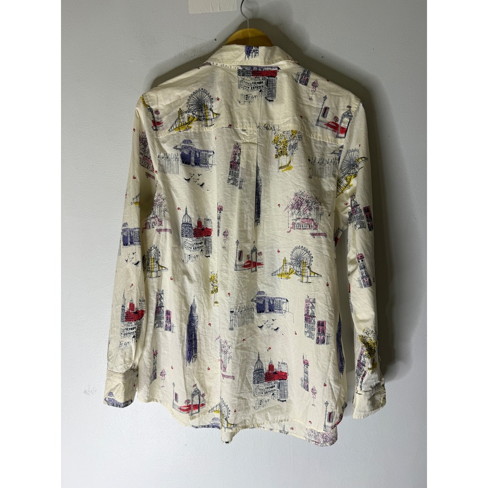 Talbots Plus Ivory London City Scenes Cotton Long Sleeve Button-Up Shirt Size 1X - Picture 2 of 5